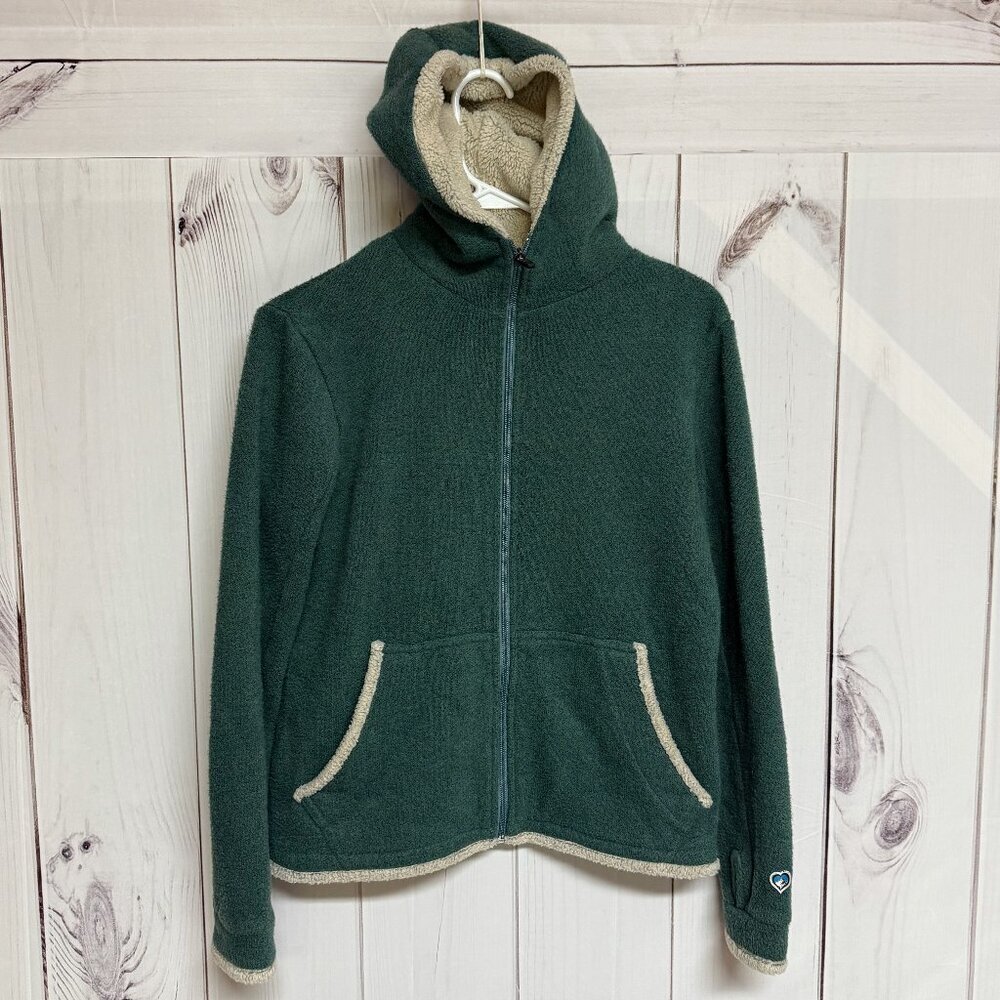 KÜHL Full-Zip Fleece Hoodie Women’s Medium Deep Green Sherpa Hood‎ EUC